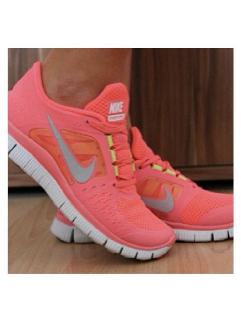 NIKE Free RN 5.0 neon coral shoes